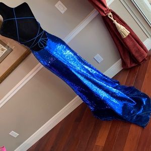 Sherri Hill blue sequin gown